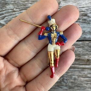 Vintage Drum Major Majorette Enamel Paint Pin Brooch Marching Girl